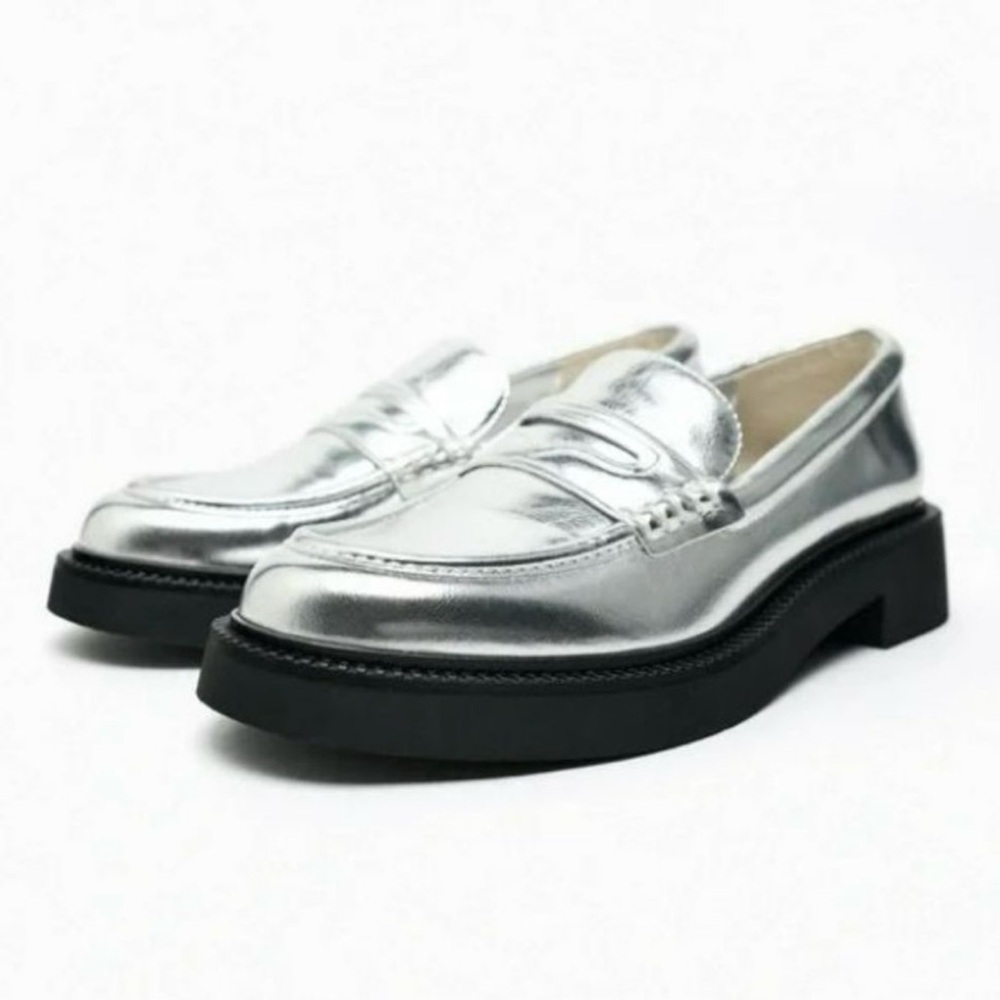 Zara Silver Loafers